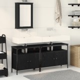 VidaXL Set de mobilier pentru baie 3 piese lemn prelucrat negru