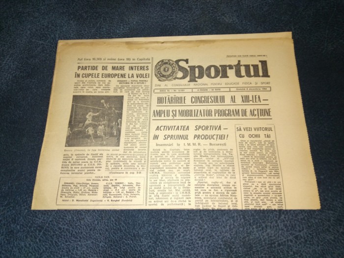ZIARUL SPORTUL 8 DECEMBRIE 1984