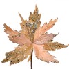 Decor Crăciun Floare Clips, Catifelată, Culoare Auriu, Glitter, 26x19 cm, Oem