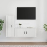 Cumpara ieftin Set dulap TV, 2 piese, alb extralucios, lemn prelucrat