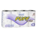 Hartie igienica Puff De Luxe, lavanda, alb + violet, 4 straturi, 8 role