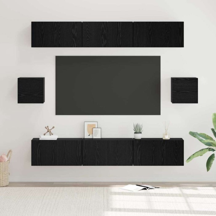 Set comodă TV 8 pcs Stejar negru 60 x 30 x 30 cm Lemn compozit