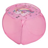 Cos Textil Pliabil Roz cu Unicorn pentru Depozitarea Jucariilor, CMCLASS