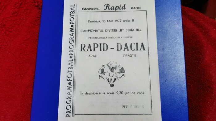 program Rapid Arad - Dacia Orastie