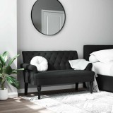 Cumpara ieftin Bancă cu spătar, negru, 120x62x75,5 cm, textil