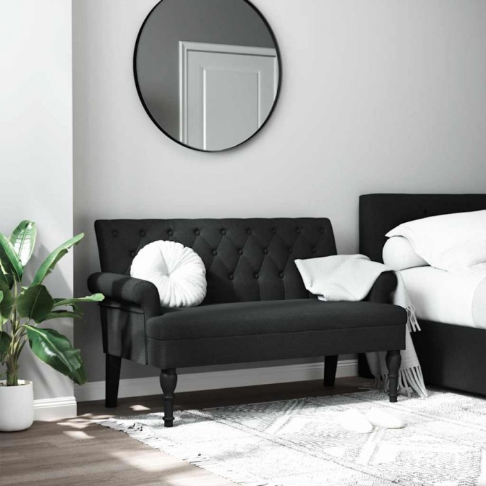 vidaXL Bancă cu spătar, negru, 120x62x75,5 cm, textil 372122