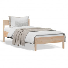 Cadru de pat cu tablie, 90x200 cm, lemn masiv de pin foto