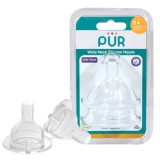 PUR 3255 &ndash; SET TETINE SILICON PENTRU BIBERON CU GURA LARGA &ndash; MARIME S, 0-3