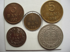 ROMANIA - LOT 1 BAN + 3 BANI + 5 BANI + 10 BANI + 25 BANI 1952 AUNC, LCP1.131 foto