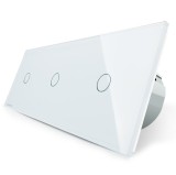 Intrerupator triplu touch Livolo alb, 3 posturi, sticla, montaj incastrat, indicator luminos, 250V 5A