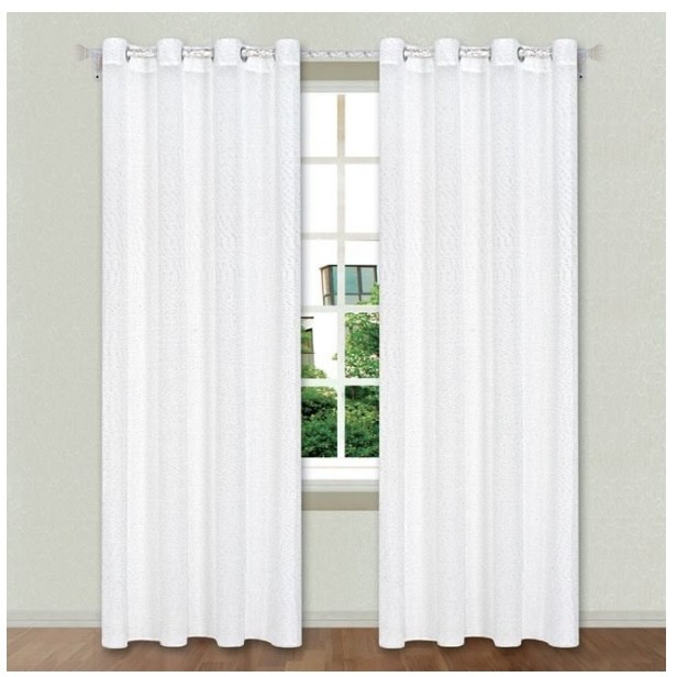 Perdea cu inele, alb murdar cu fire argintii, 140 x 260 cm