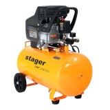 Cumpara ieftin Compresor aer, 50L, 8bar, 200L/min, monofazat, angrenare directa, Stager Air 20D50