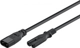 Cablu prelungitor Euro C7 tata - C8 mama 2m 2x0.75mm 2.5A negru Goobay
