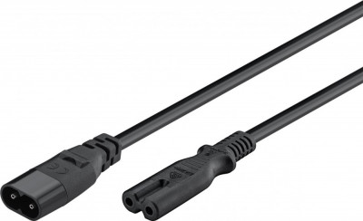 Cablu prelungitor Euro C7 tata - C8 mama 2m 2x0.75mm 2.5A negru Goobay foto