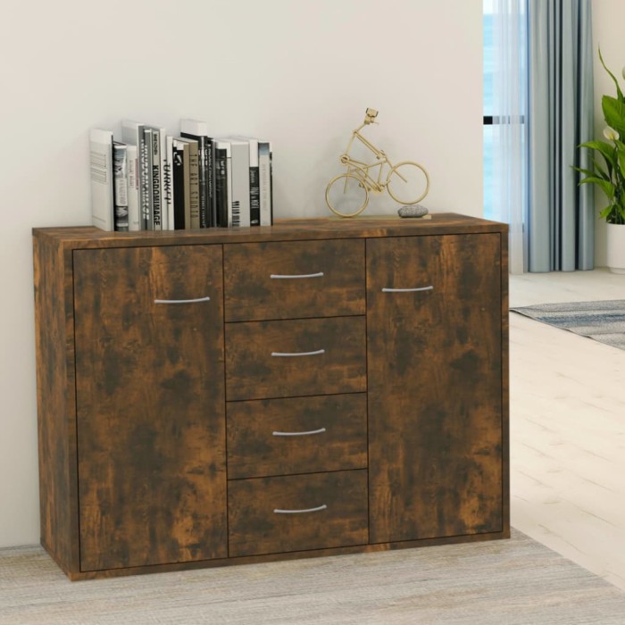 vidaXL Dulap lateral, stejar fumuriu, 88x30x65 cm, lemn compozit