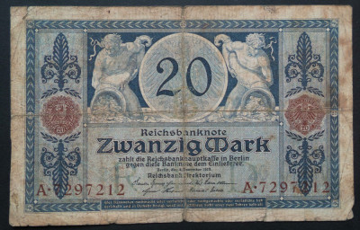 Bancnota istorica 20 MARCI / MARK - GERMANIA/ BERLIN, anul 1915 * cod 102 foto