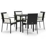 Cumpara ieftin Set mobilier de gradina cu perne, 5 piese, negru, poliratan