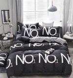 Cumpara ieftin Lenjerie Pat Vulture Fx047, Bumbac, 4 Piese, Fara Elastic, Negru