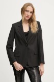 Sisley sacou din l&acirc;nă culoarea negru, un singur rand de nasturi, cu imprimeu, 2C3DLW02J