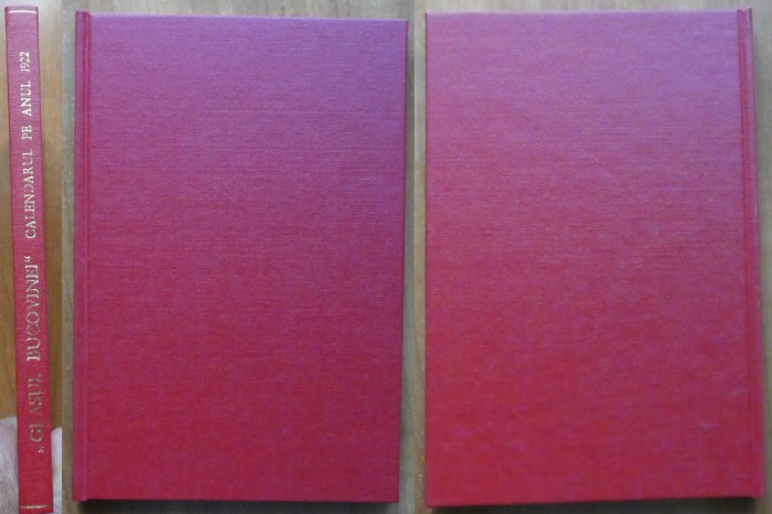 Calendarul Glasul Bucovinei, Cernauti, 1922, ambele coperte mentinute in legatura