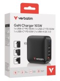 Verbatim Mini Gan Charger 165w 4 Port Us Plug With Eu And Uk Adaptors