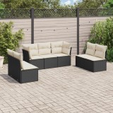 Cumpara ieftin Gossi set canapele de gradina cu perne, 7 piese, negru, poliratan