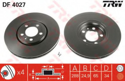 Disc frana VW GOLF IV Variant (1J5) (1999 - 2006) TRW DF4027 foto