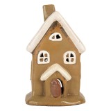 Cumpara ieftin Candela Craciun Casuta ceramica maro alba 10x10x16 cm