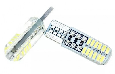 Set 2 Buc Led T10 24 SMD Silicon Albastru Deschis LED 037-IB foto