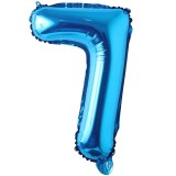 Balon Folie Metalizata Cifra 7 Albastru, 80cm, Aniversare Copii, Petrecere - Baloane Aniversare, Decoratiuni Evenimente