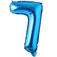 Balon din folie metalizata, Cifra 7, aniversare, 80 cm, Albastru