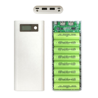 Carcasa alba pentru baterie externa Type-C 8 acumulatori 18650 / Power bank case foto