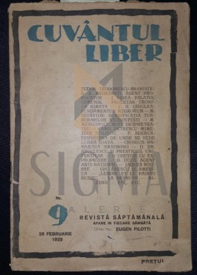 Revista &amp;quot; CUVANTUL LIBER &amp;quot; 1925 foto