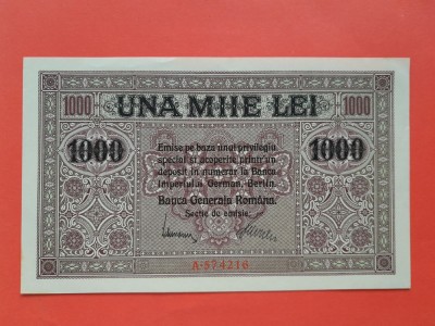 Bancnota 1000 lei BGR (Banca Generala Romana) 1917 ocupatia germana UNC foto