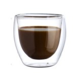 Pahar pentru cafea, cu pereti dubli, 150ml, din sticla, transparent, compact si ergonomic, termorezistent, Oem