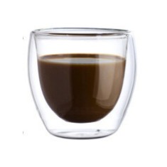 Pahar pentru cafea, cu pereti dubli, 150ml, din sticla, transparent, compact si ergonomic, termorezistent