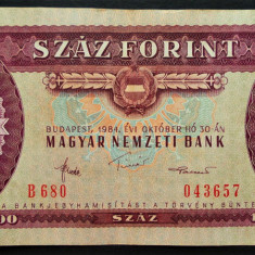 BANCNOTA 100 FORINTI / FORINT - UNGARIA / RP UNGARA, anul 1984 *cod 514