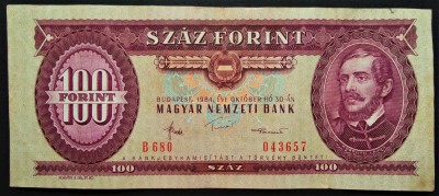 BANCNOTA 100 FORINTI / FORINT - UNGARIA / RP UNGARA, anul 1984 *cod 514 foto