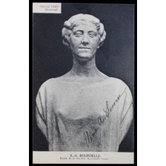 MUZEUL SIMU , BUSTUL ELENEI A. SIMU , CARTE POSTALA ILUSTRATA , MONOCROMA, INCEP. SEC. XX , SCRISA SI SEMNATA DE ELENA ANASTASE SIMU *