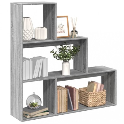 vidaXL Bibliotecă/separator 3 niveluri gri sonoma 123x29x123 cm lemn foto
