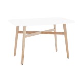 Cumpara ieftin Masa cu blat din mdf alb si picioare lemn natur Cyrus 120x80x75 cm