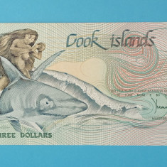Insulele Cook 3 Dollars 1987 'Ina si rechinul' UNC serie: AAQ 004719