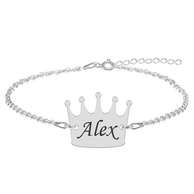 King - Bratara din argint 925 personalizata cu text - coroana foto