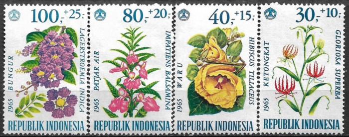 B2293 - Indonezia 1965 - Flori 4v.neuzat,perfecta stare