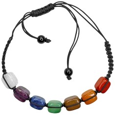 Brățară șnur shamballa, pietre naturale pătrate 7 chakre, barbați și femei, reglabilă