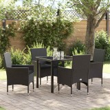 vidaXL Set de masă pentru grădină cu pernă 5 pcs Negru Rattan poli