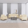 VidaXL Set de canapele cu perne, 3 piese, crem, textil 3202072