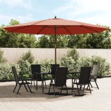 Cumpara ieftin Umbrelă de soare de grădină st&acirc;lp din lemn cărămiziu 400x273 cm
