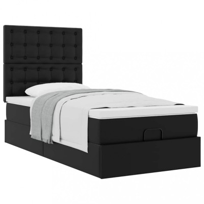 Gossi cadru de pat otoman saltea neagra 100x200cm piele artificiala foto