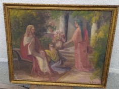 Tablou vechi semnat tema religioasă catolic
